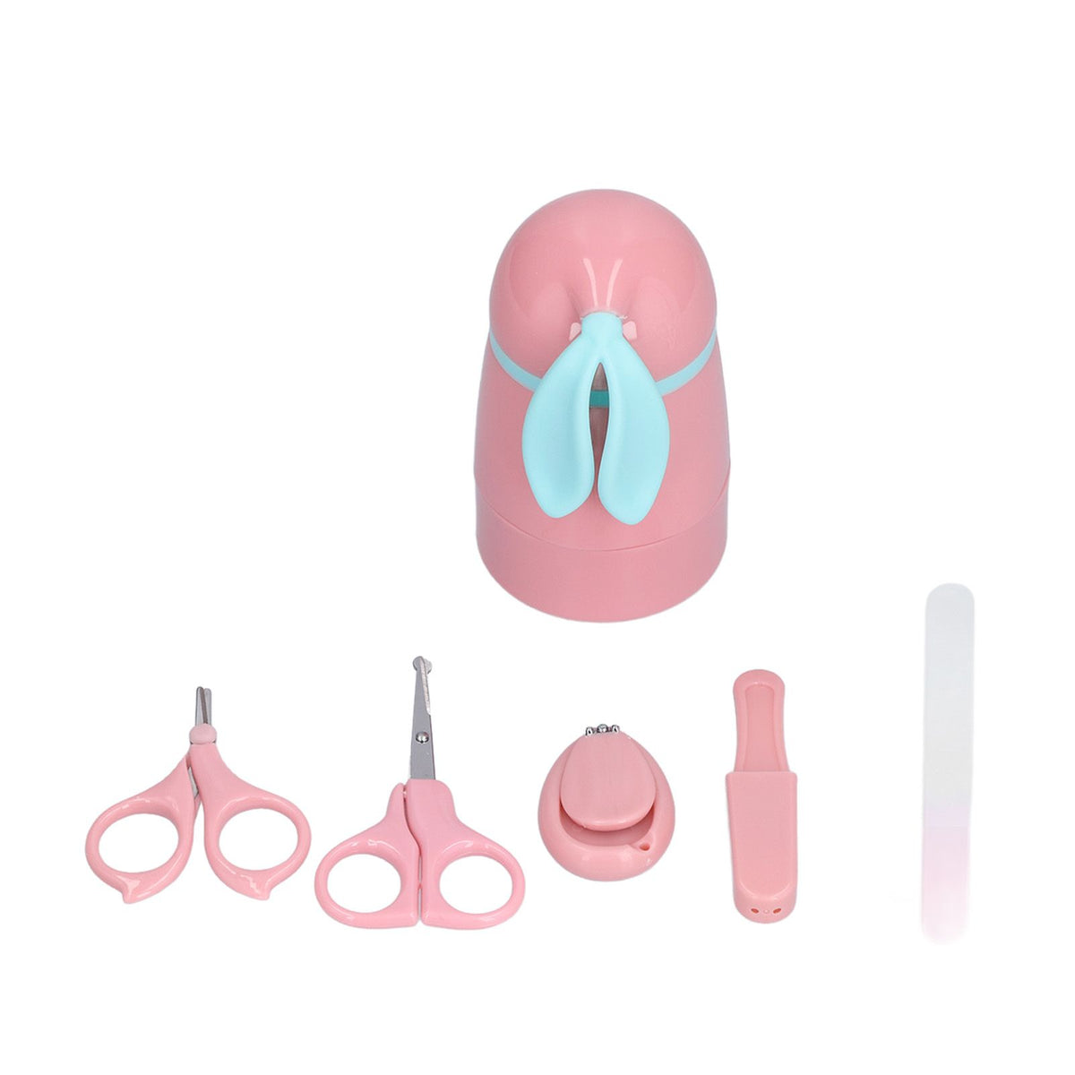 Baby Nail Kit 4 in 1 Cute Bunny Nail Care Set with Cute Case Nail Clippers Scissor Nail File Tweezers for Newborn