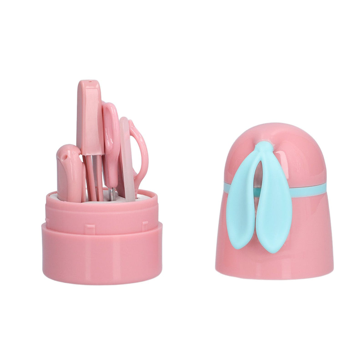 Baby Nail Kit 4 in 1 Cute Bunny Nail Care Set with Cute Case Nail Clippers Scissor Nail File Tweezers for Newborn