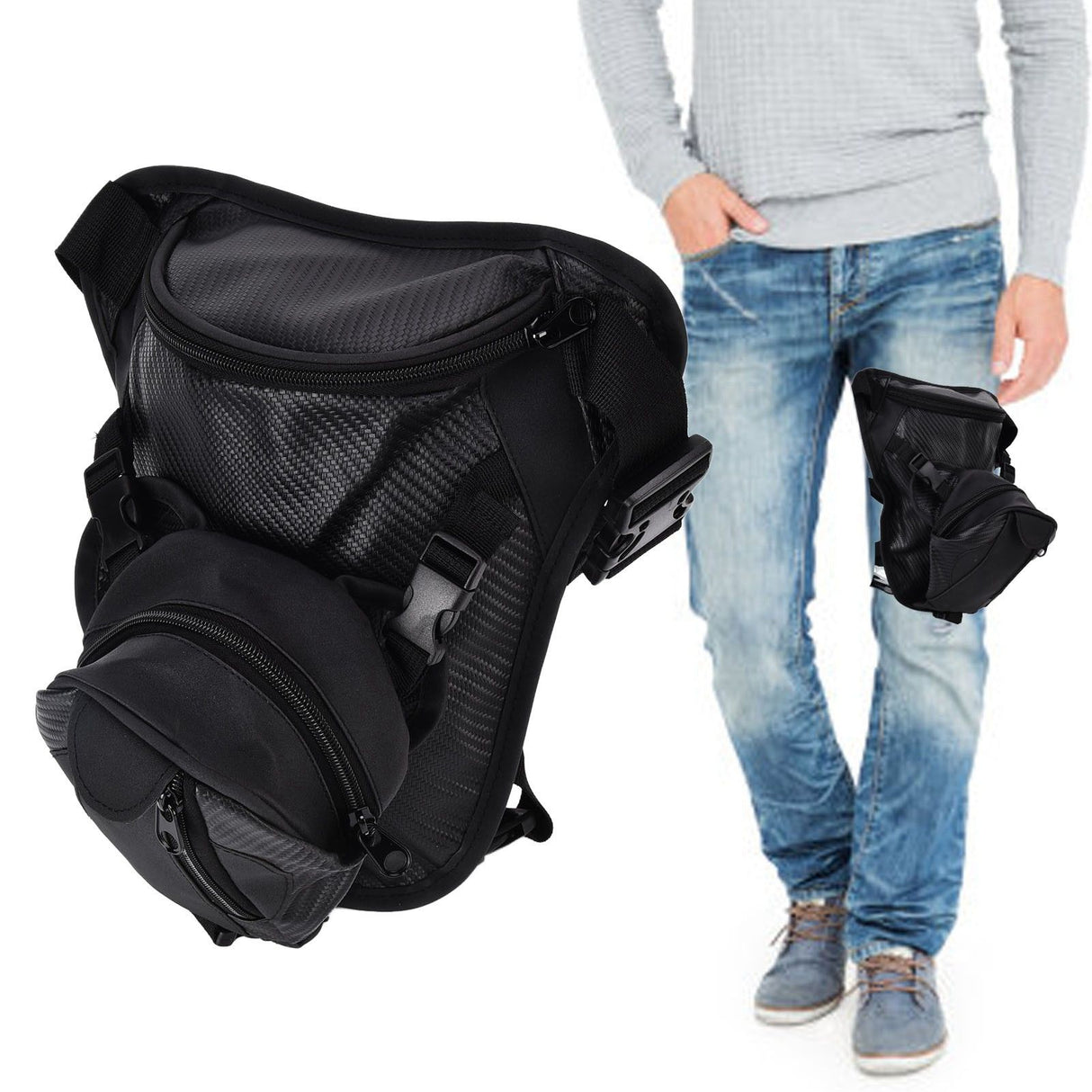 Men Leather Thigh Bag Multifunctional Drop Leg Bag Thigh Satchel for Bicycle Travel Hiking