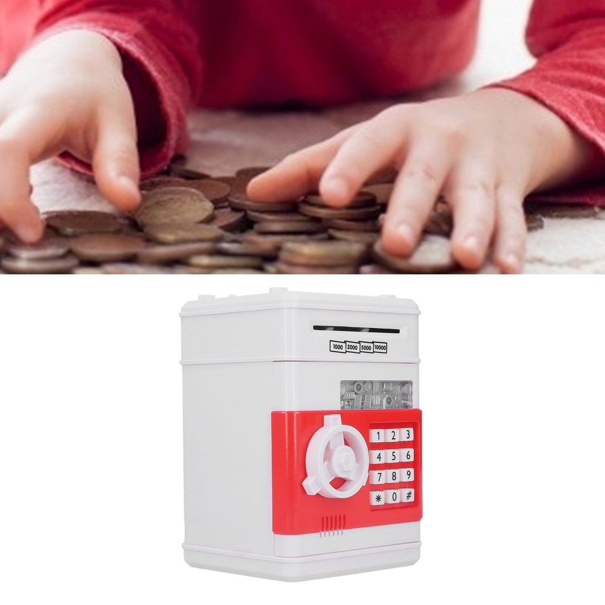 Electronic Money Saving Box ATM Password Cash Money Bank Security Lock Box for Children KidRed