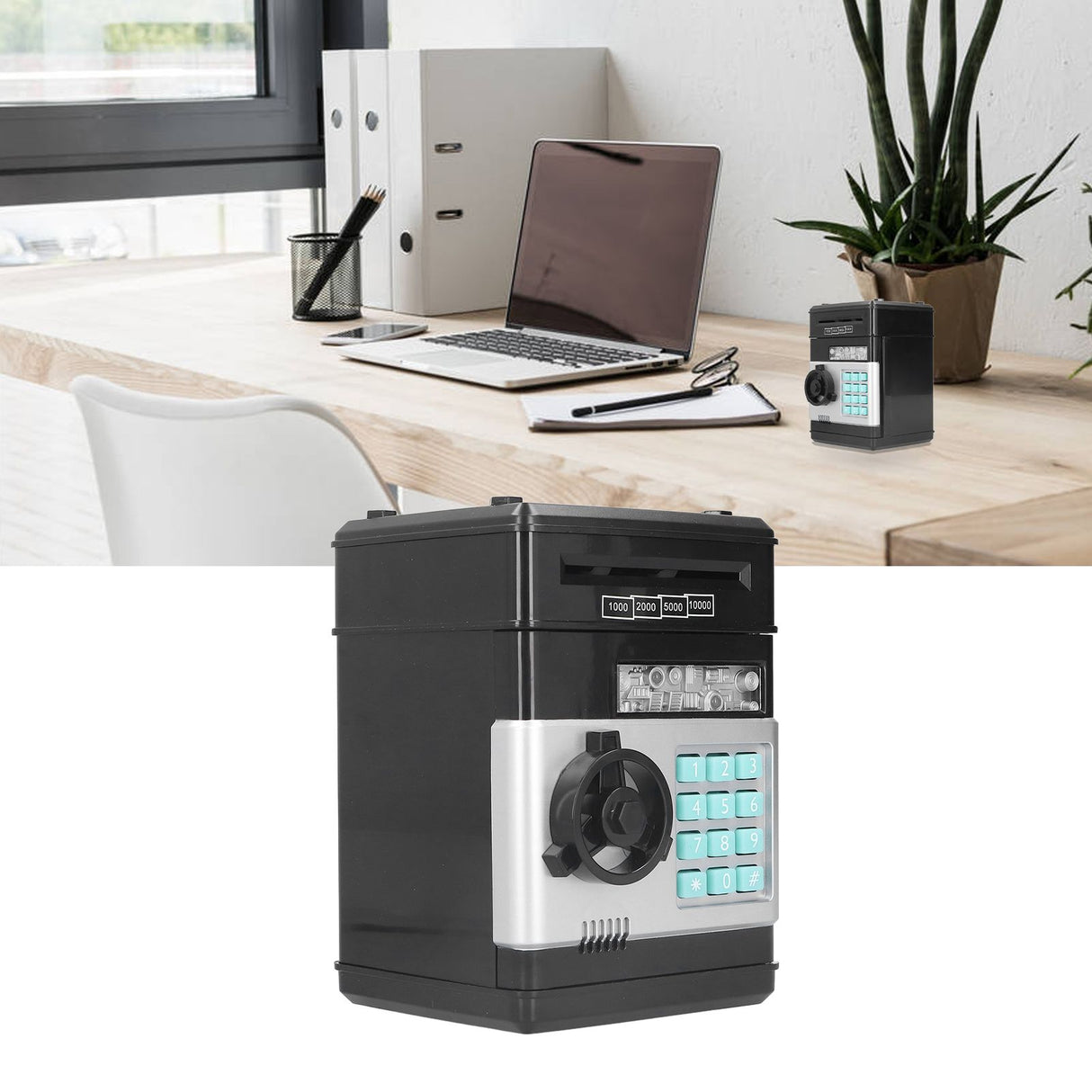 Electronic ATM Saving Box Cash Coins Save Banks Piggy Bank Can Auto Scroll Paper Money