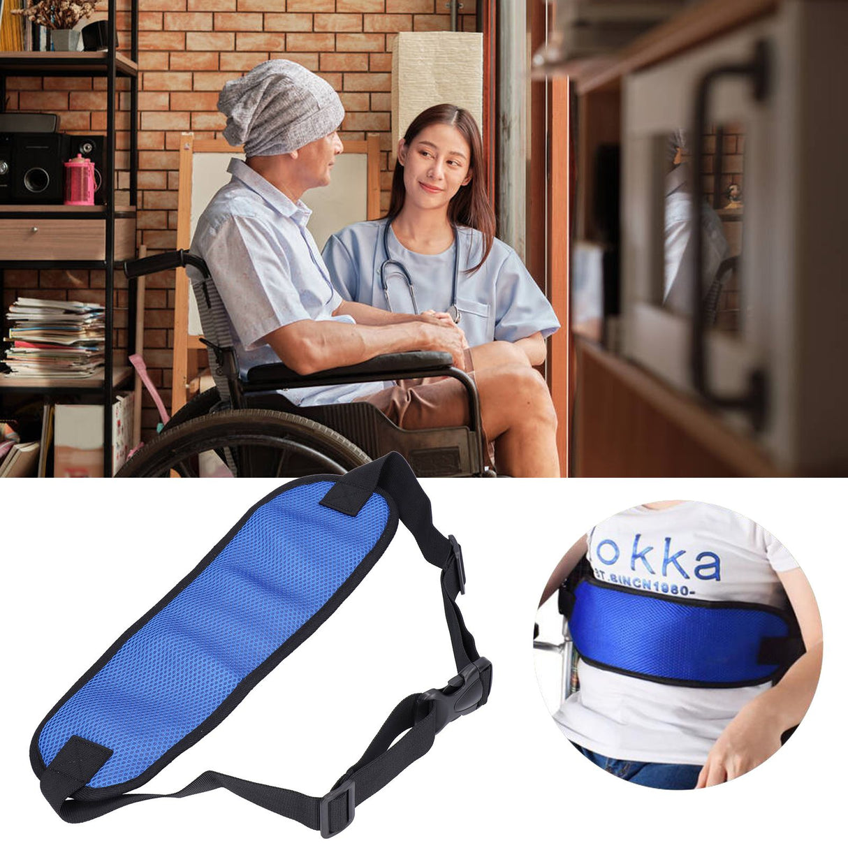 Wheelchair Seatbelt Safe Comfortable Texture Adjustable Easy Installation Wheelchair Safety Belt for Home Outdoor