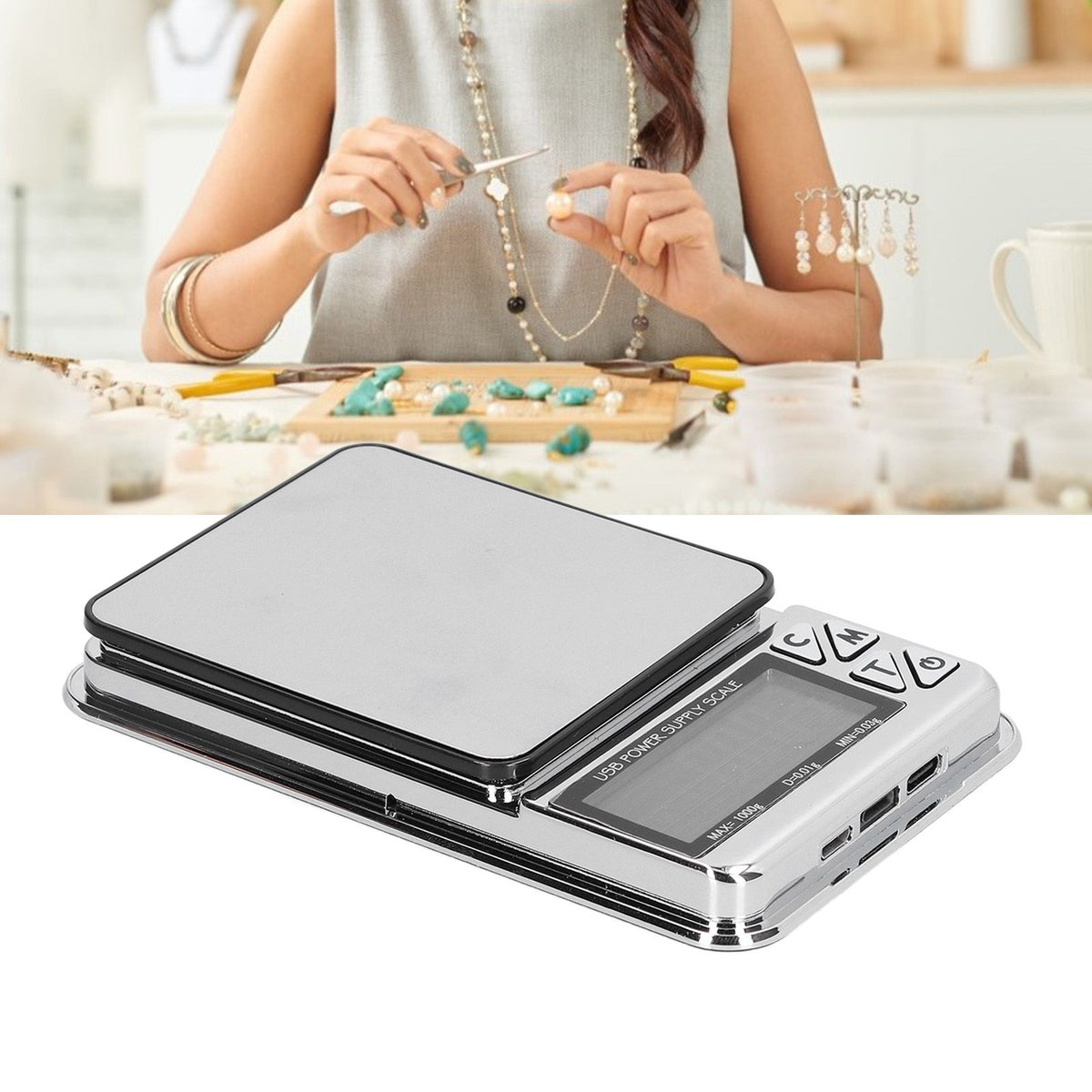 Jewelry Scale Accurate Data USB Charging Stable Reading High Sensitivity LCD Digital Electronic Scale for Gold Necklace