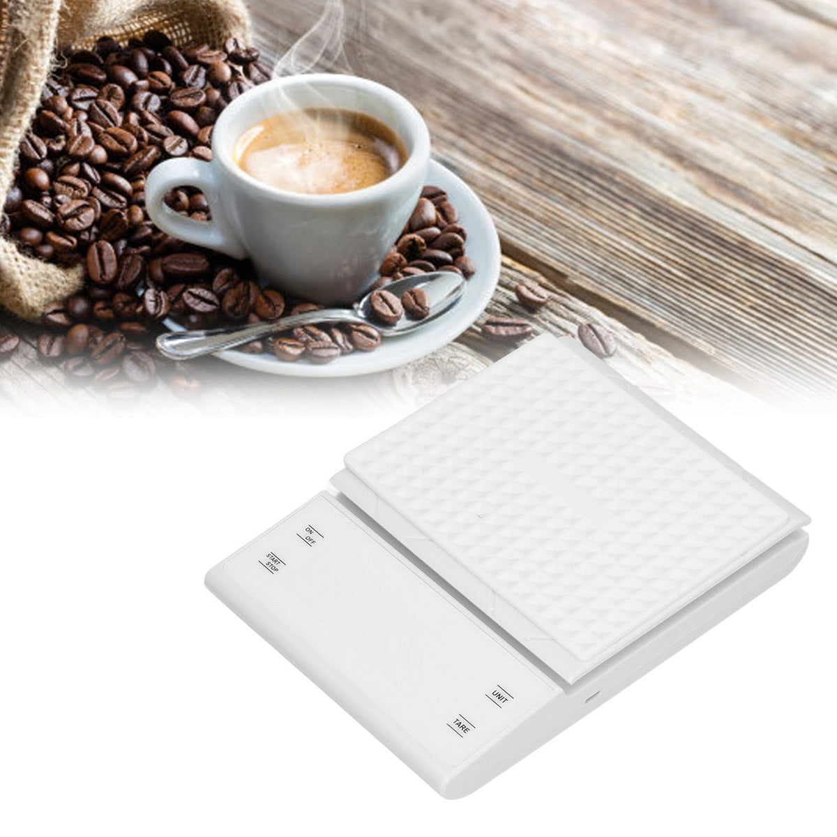 3kg/0.1g LED Display Electronic Scale Portable Timing Kitchen Coffee Scale with Non Slip Pads White