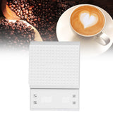 3kg/0.1g LED Display Electronic Scale Portable Timing Kitchen Coffee Scale with Non Slip Pads White