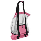 Beach Bags Mesh Cotton Oversized Storage Tote Bags for Beach Picnic Barbecue Camping Pink