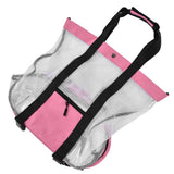 Beach Bags Mesh Cotton Oversized Storage Tote Bags for Beach Picnic Barbecue Camping Pink - Top-Down View