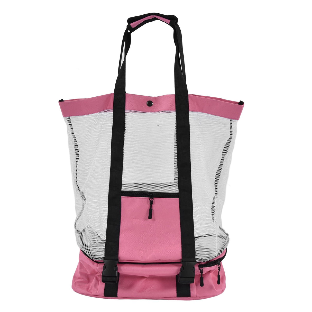 Beach Bags Mesh Cotton Oversized Storage Tote Bags for Beach Picnic Barbecue Camping Pink