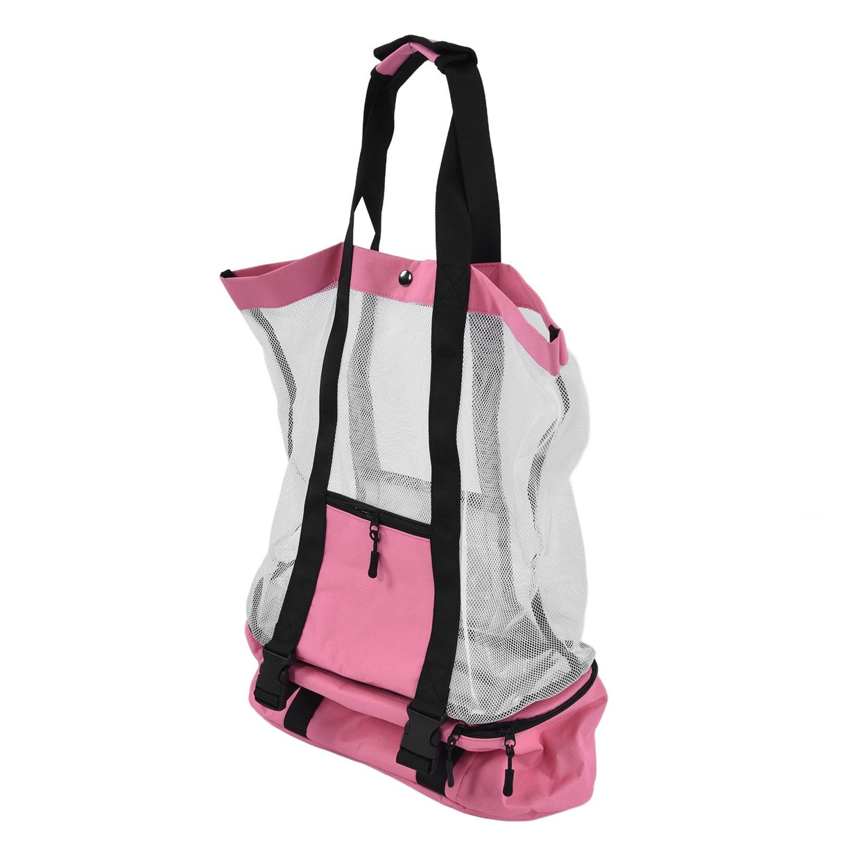 Beach Bags Mesh Cotton Oversized Storage Tote Bags for Beach Picnic Barbecue Camping Pink