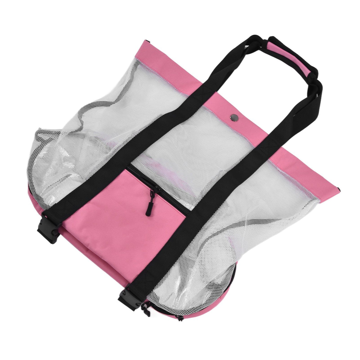 Beach Bags Mesh Cotton Oversized Storage Tote Bags for Beach Picnic Barbecue Camping Pink