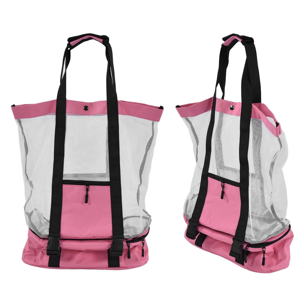 Beach Bags Mesh Cotton Oversized Storage Tote Bags for Beach Picnic Barbecue Camping Pink
