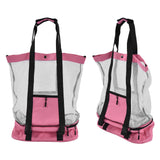 Beach Bags Mesh Cotton Oversized Storage Tote Bags for Beach Picnic Barbecue Camping Pink