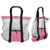 Beach Bags Mesh Cotton Oversized Storage Tote Bags for Beach Picnic Barbecue Camping Pink