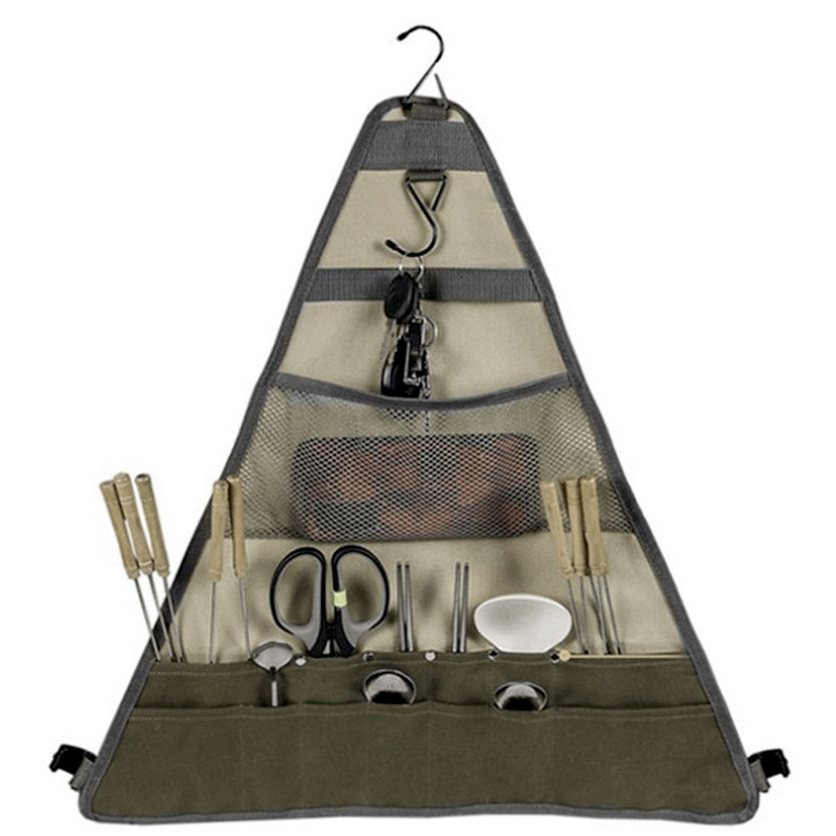Outdoor Tableware Storage Bag Foldable Oxford Flatware Organizer Hanging Bag for Barbecue Picnic