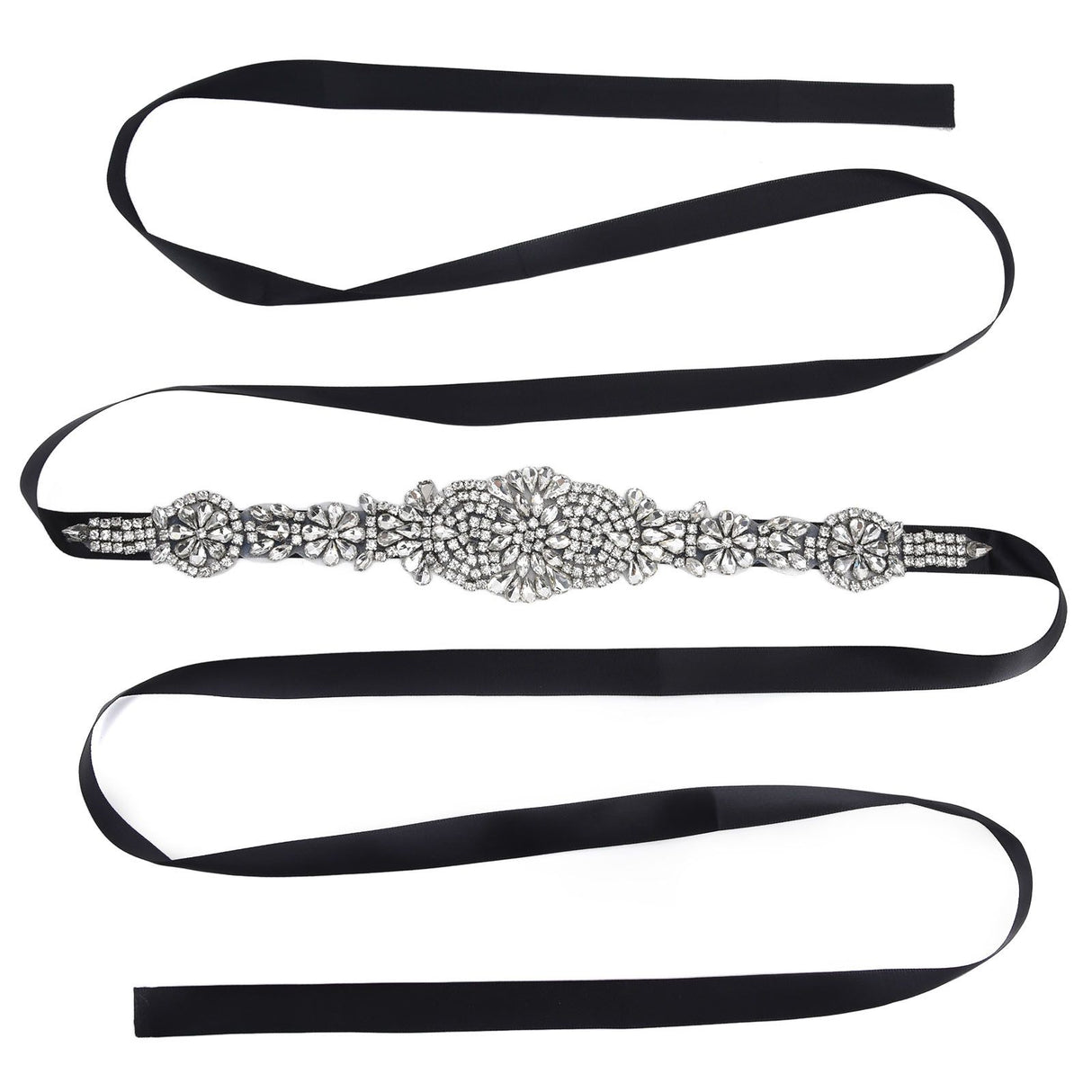 Rhinestone Wedding Dress Belt Elegant Waistbelt Clothes Accessories for Bride BridesmaidBlack