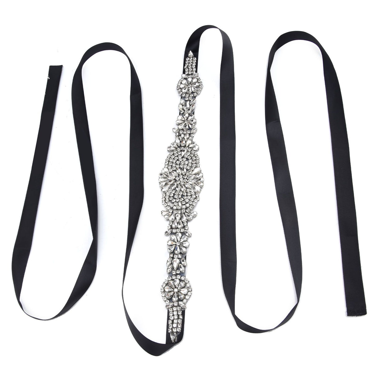 Rhinestone Wedding Dress Belt Elegant Waistbelt Clothes Accessories for Bride BridesmaidBlack