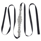 Rhinestone Wedding Dress Belt Elegant Waistbelt Clothes Accessories for Bride BridesmaidBlack