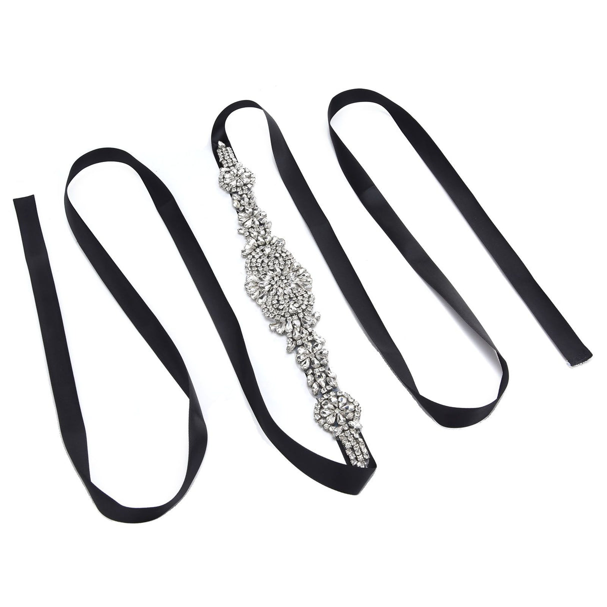 Rhinestone Wedding Dress Belt Elegant Waistbelt Clothes Accessories for Bride BridesmaidBlack