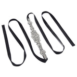 Rhinestone Wedding Dress Belt Elegant Waistbelt Clothes Accessories for Bride BridesmaidBlack - Side View