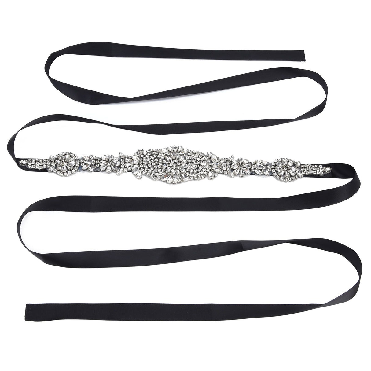 Rhinestone Wedding Dress Belt Elegant Waistbelt Clothes Accessories for Bride BridesmaidBlack