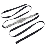 Rhinestone Wedding Dress Belt Elegant Waistbelt Clothes Accessories for Bride BridesmaidBlack