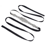Rhinestone Wedding Dress Belt Elegant Waistbelt Clothes Accessories for Bride BridesmaidBlack - Rear View