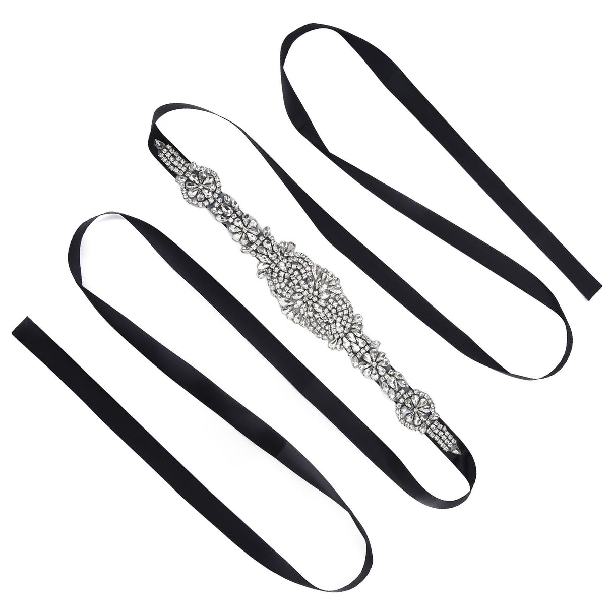 Rhinestone Wedding Dress Belt Elegant Waistbelt Clothes Accessories for Bride BridesmaidBlack