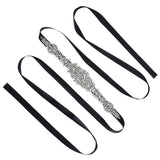 Rhinestone Wedding Dress Belt Elegant Waistbelt Clothes Accessories for Bride BridesmaidBlack - Close-Up Angle