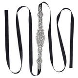 Rhinestone Wedding Dress Belt Elegant Waistbelt Clothes Accessories for Bride BridesmaidBlack - Low Angle