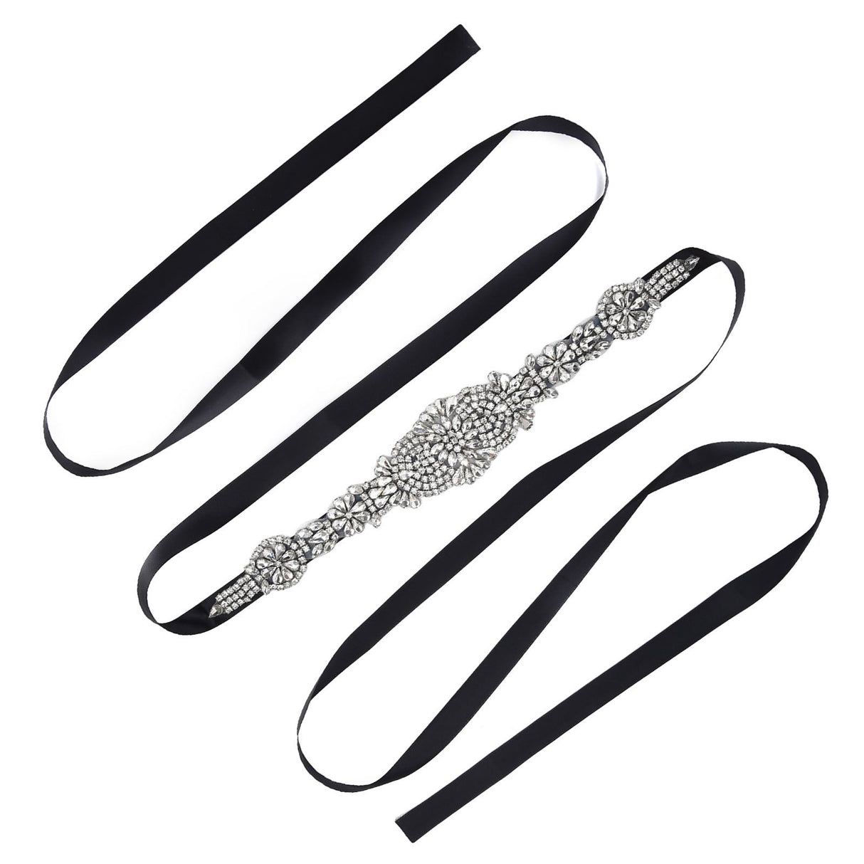 Rhinestone Wedding Dress Belt Elegant Waistbelt Clothes Accessories for Bride BridesmaidBlack