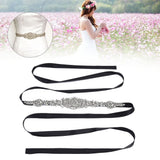 Rhinestone Wedding Dress Belt Elegant Waistbelt Clothes Accessories for Bride BridesmaidBlack