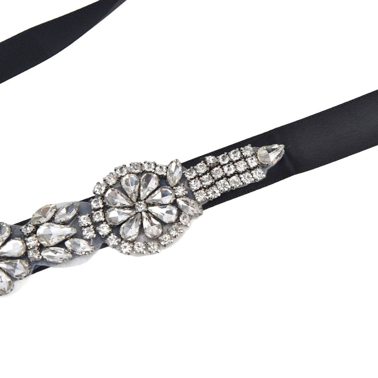 Rhinestone Wedding Dress Belt Elegant Waistbelt Clothes Accessories for Bride BridesmaidBlack