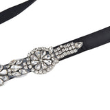 Rhinestone Wedding Dress Belt Elegant Waistbelt Clothes Accessories for Bride BridesmaidBlack