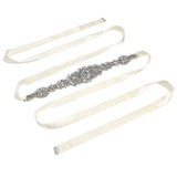 Rhinestone Wedding Dress Belt Elegant Waistbelt Clothes Accessories for Bride BridesmaidWhite - Side View