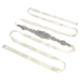 Rhinestone Wedding Dress Belt Elegant Waistbelt Clothes Accessories for Bride BridesmaidWhite - 45-Degree Angle