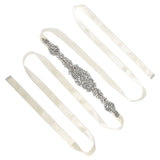 Rhinestone Wedding Dress Belt Elegant Waistbelt Clothes Accessories for Bride BridesmaidWhite - Close-Up Angle