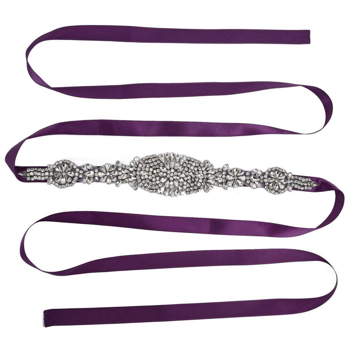 Rhinestone Wedding Dress Belt Elegant Waistbelt Clothes Accessories for Bride BridesmaidPurple