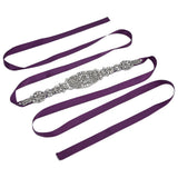 Rhinestone Wedding Dress Belt Elegant Waistbelt Clothes Accessories for Bride BridesmaidPurple - Front View