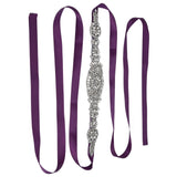 Rhinestone Wedding Dress Belt Elegant Waistbelt Clothes Accessories for Bride BridesmaidPurple - Side View