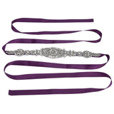 Rhinestone Wedding Dress Belt Elegant Waistbelt Clothes Accessories for Bride BridesmaidPurple - Top-Down View