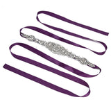 Rhinestone Wedding Dress Belt Elegant Waistbelt Clothes Accessories for Bride BridesmaidPurple - 45-Degree Angle