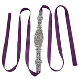 Rhinestone Wedding Dress Belt Elegant Waistbelt Clothes Accessories for Bride BridesmaidPurple - Rear View