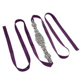 Rhinestone Wedding Dress Belt Elegant Waistbelt Clothes Accessories for Bride BridesmaidPurple - Close-Up Angle