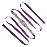 Rhinestone Wedding Dress Belt Elegant Waistbelt Clothes Accessories for Bride BridesmaidPurple - Low Angle