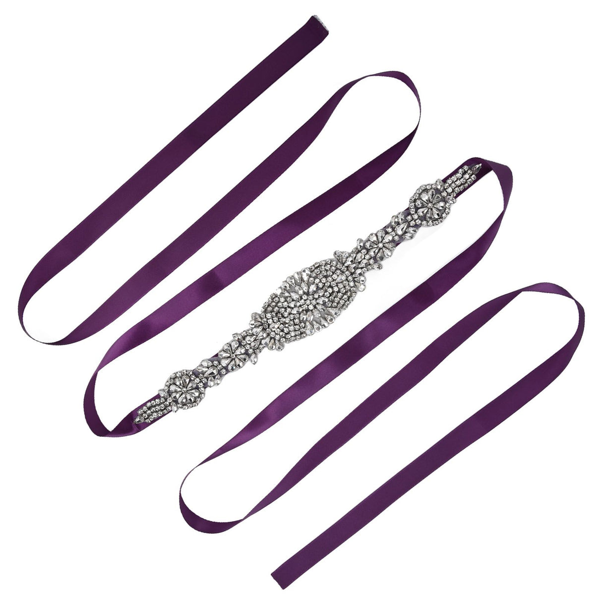 Rhinestone Wedding Dress Belt Elegant Waistbelt Clothes Accessories for Bride BridesmaidPurple