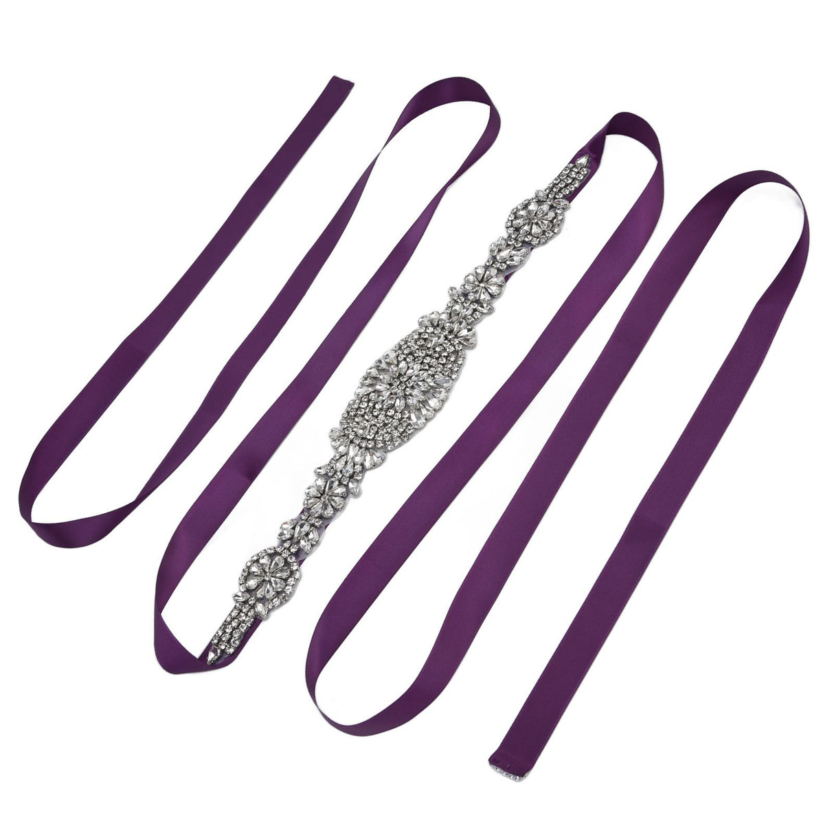 Rhinestone Wedding Dress Belt Elegant Waistbelt Clothes Accessories for Bride BridesmaidPurple