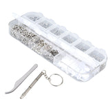 Glasses Repair Kit Eyeglass Screws Set with Nut Screwdriver Tweezer for Cellphone Tablet Watch Clock Glasses - 45-Degree Angle