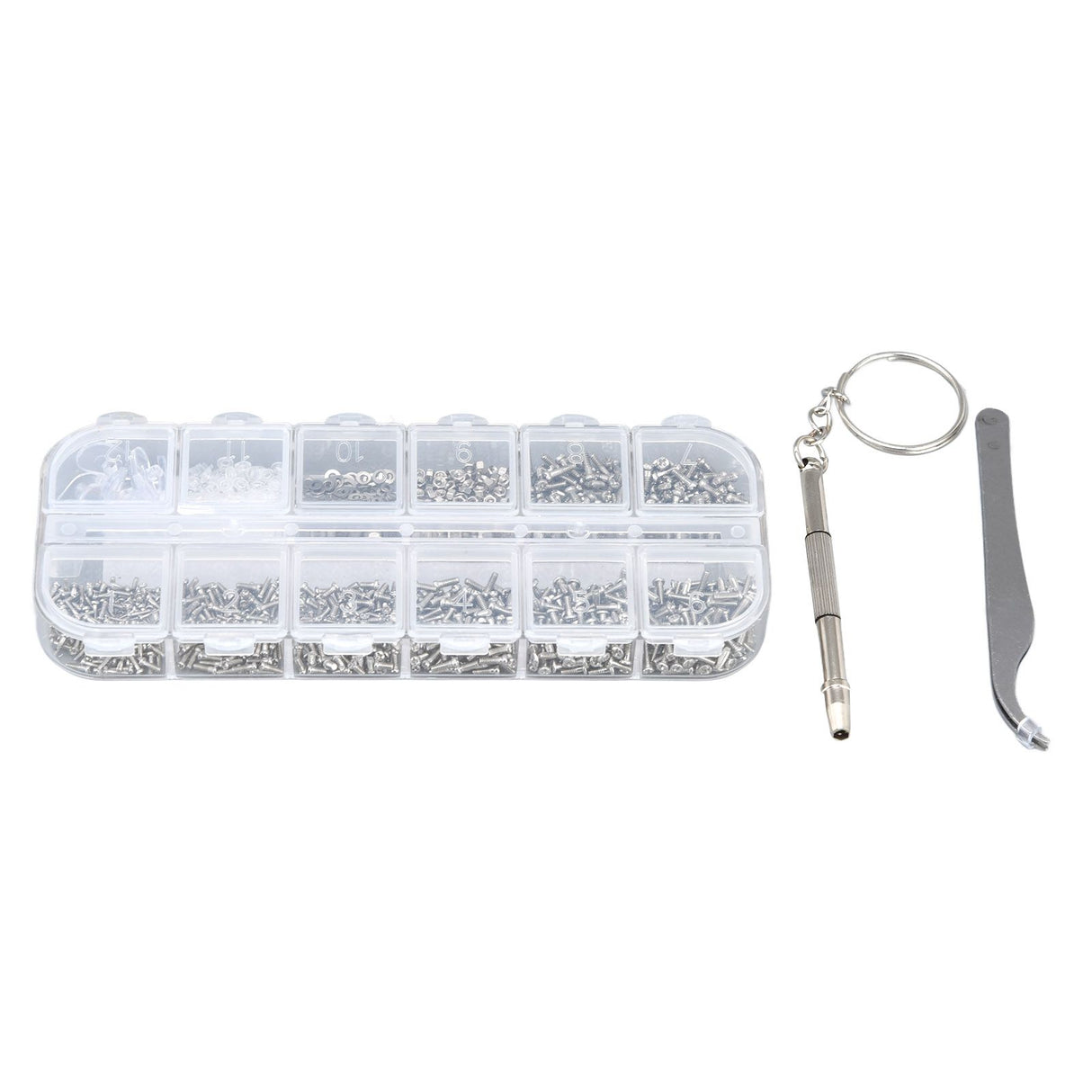 Glasses Repair Kit Eyeglass Screws Set with Nut Screwdriver Tweezer for Cellphone Tablet Watch Clock Glasses
