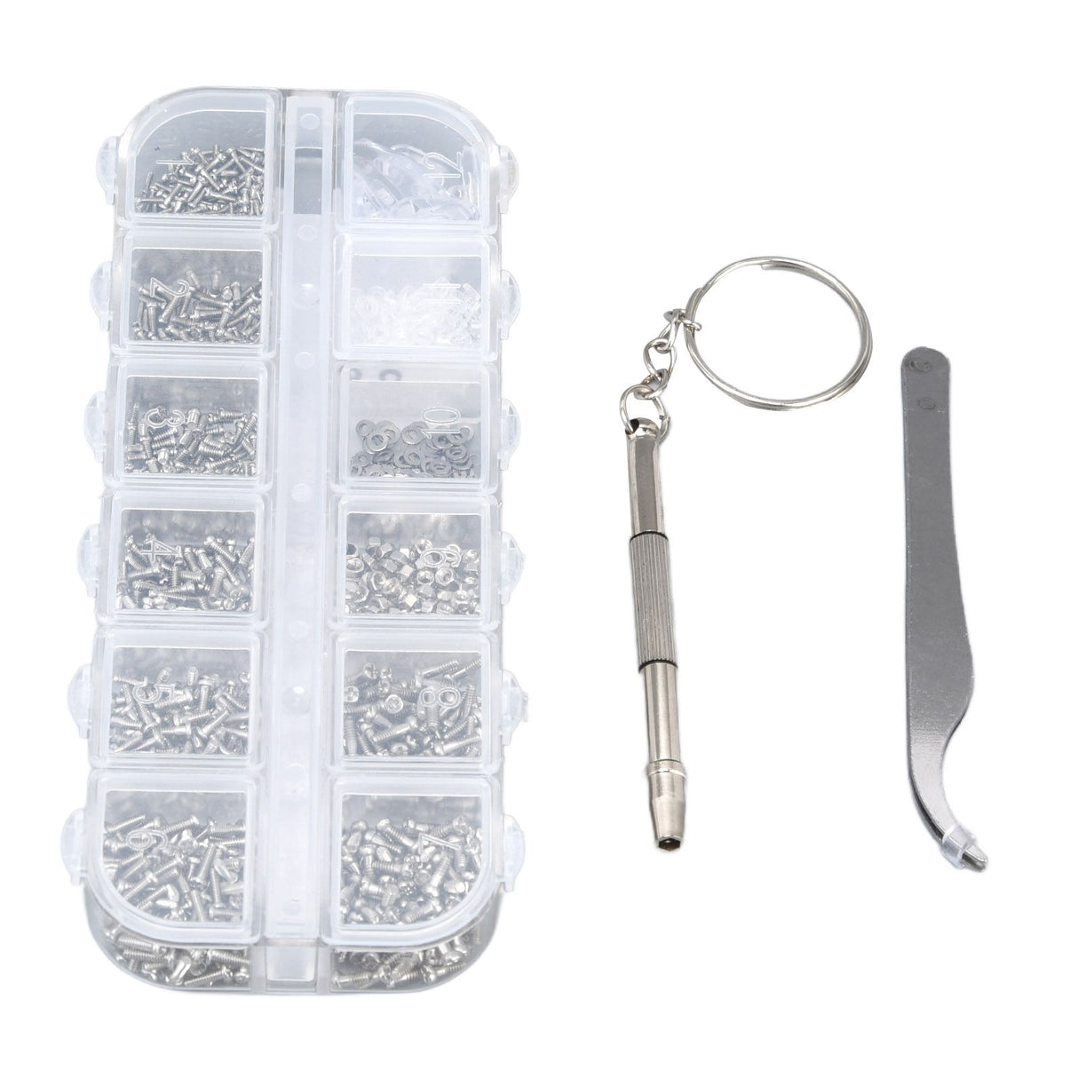 Glasses Repair Kit Eyeglass Screws Set with Nut Screwdriver Tweezer for Cellphone Tablet Watch Clock Glasses