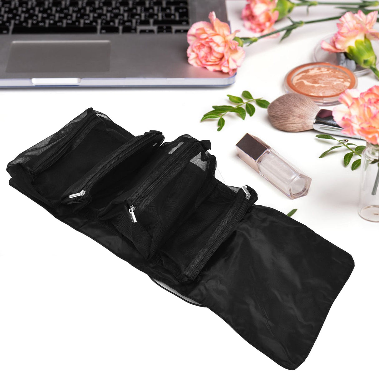 Makeup Travel Bag Foldable Portable Large Capacity Waterproof Wide Application Durable Nylon Travel Cosmetic Bag